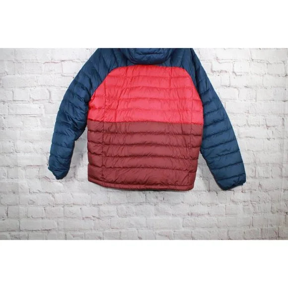 LL Bean Red Blue Colorblock Polyester Down Hooded Jacket XXXL Reg - Picture 6 of 8